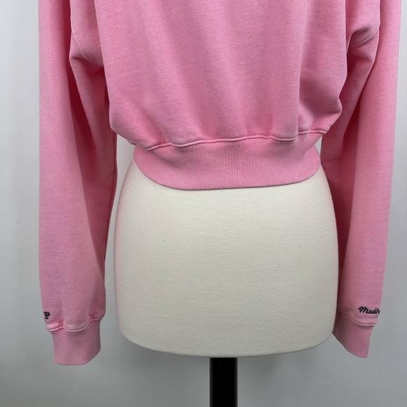 NWT GAP MadHappy Full Zip Crop Hoodie Sweatshirt MEDIUM Pink Embroidered Logo - Picture 13 of 16